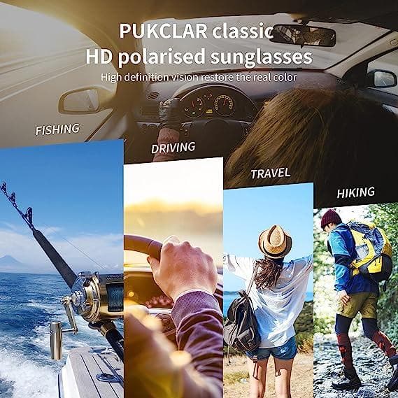 عینک آفتابی زنانه و مردانه PUKCLAR Polarized Sunglasses Mens Black Sunglasses Womens — تصویر ۲