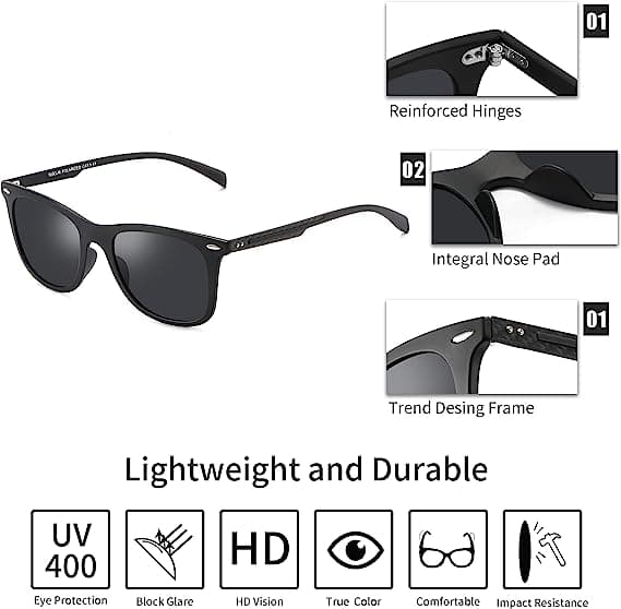 عینک آفتابی زنانه و مردانه PUKCLAR Polarized Sunglasses Mens Black Sunglasses Womens — تصویر ۴