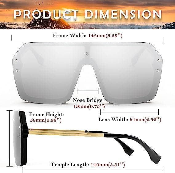 عینک آفتابی زنانه و مردانه FEISEDY Classic Siamese One Piece Sunglasses Nice Rimless — تصویر ۶