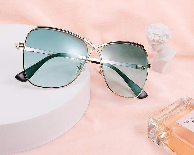 عینک آفتابی زنانه FEISEDY Womens Aviator Sunglasses Oversized Butterfly X Shape — تصویر ۳