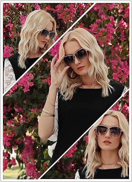 عینک آفتابی زنانه FEISEDY Womens Aviator Sunglasses Oversized Butterfly X Shape — تصویر ۷
