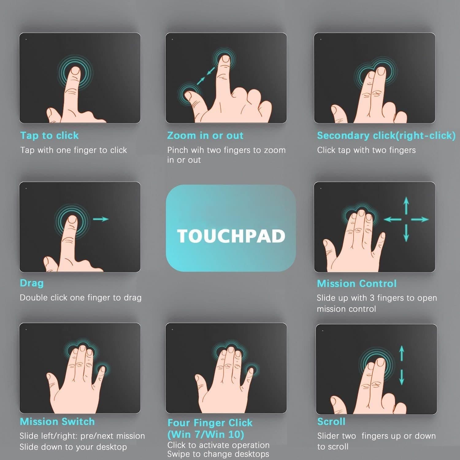 پد ماوس لمسی Trackpad, High Precision Touchpad for PC, Ultra Slim Portable — تصویر ۶