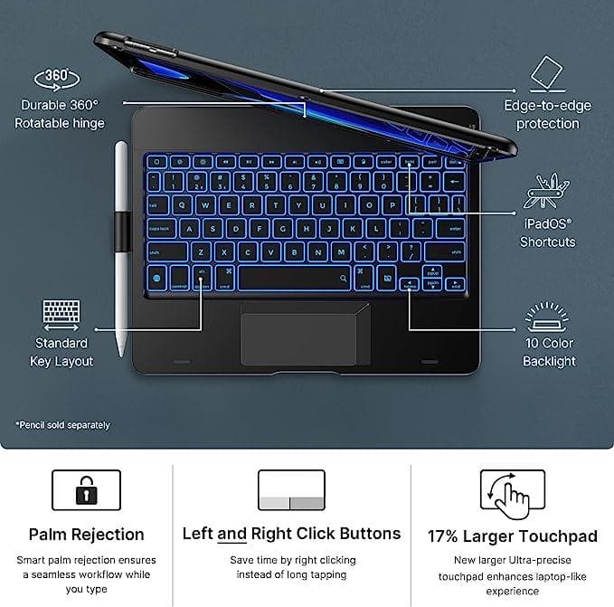 صفحهکلید لمسی آیپد typecase Touch iPad Keyboard Case with Trackpad — تصویر ۳