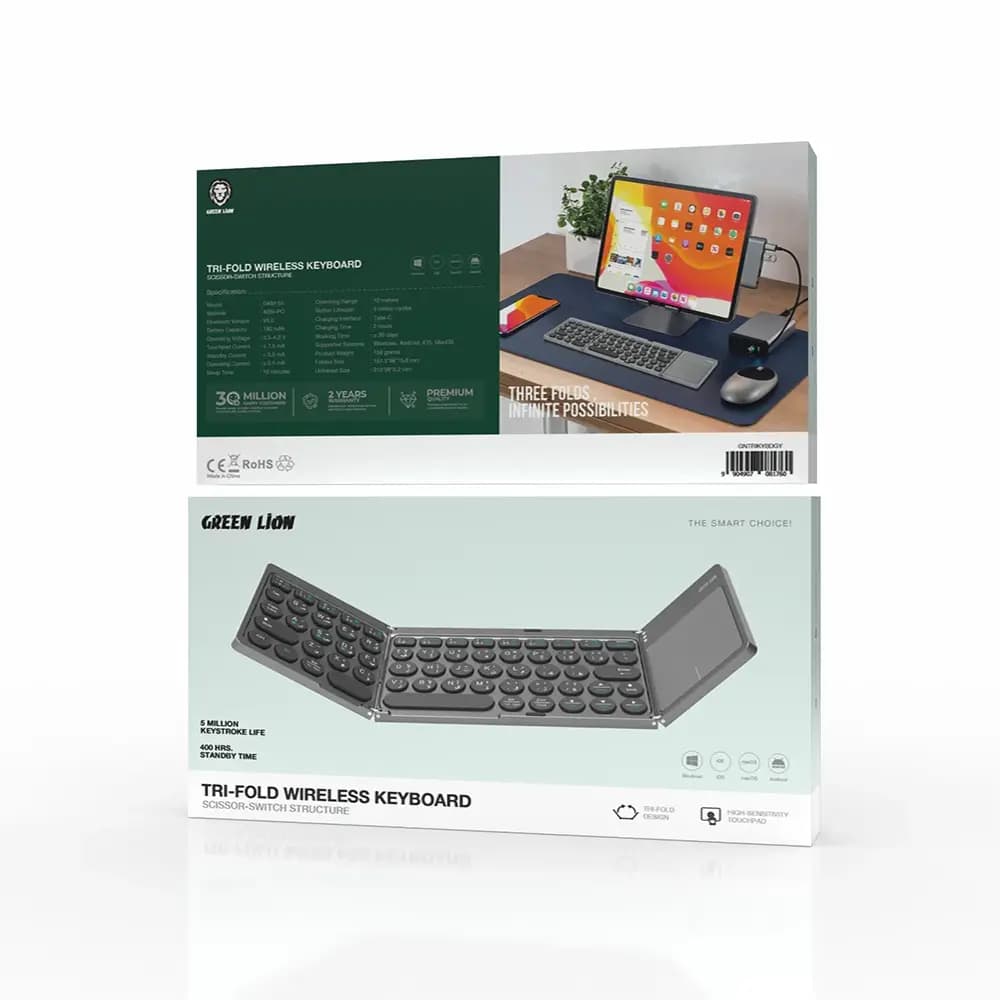 کیبورد تاشو و قابل حمل گرین لاین مدل Tri-Fold Wireless — تصویر ۲