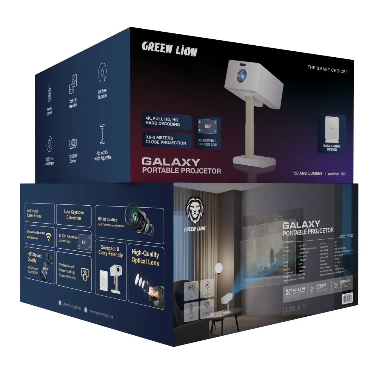 ویدئو پروژکتور قابل حمل سفید مدل Galaxy گرین لاین — تصویر ۴