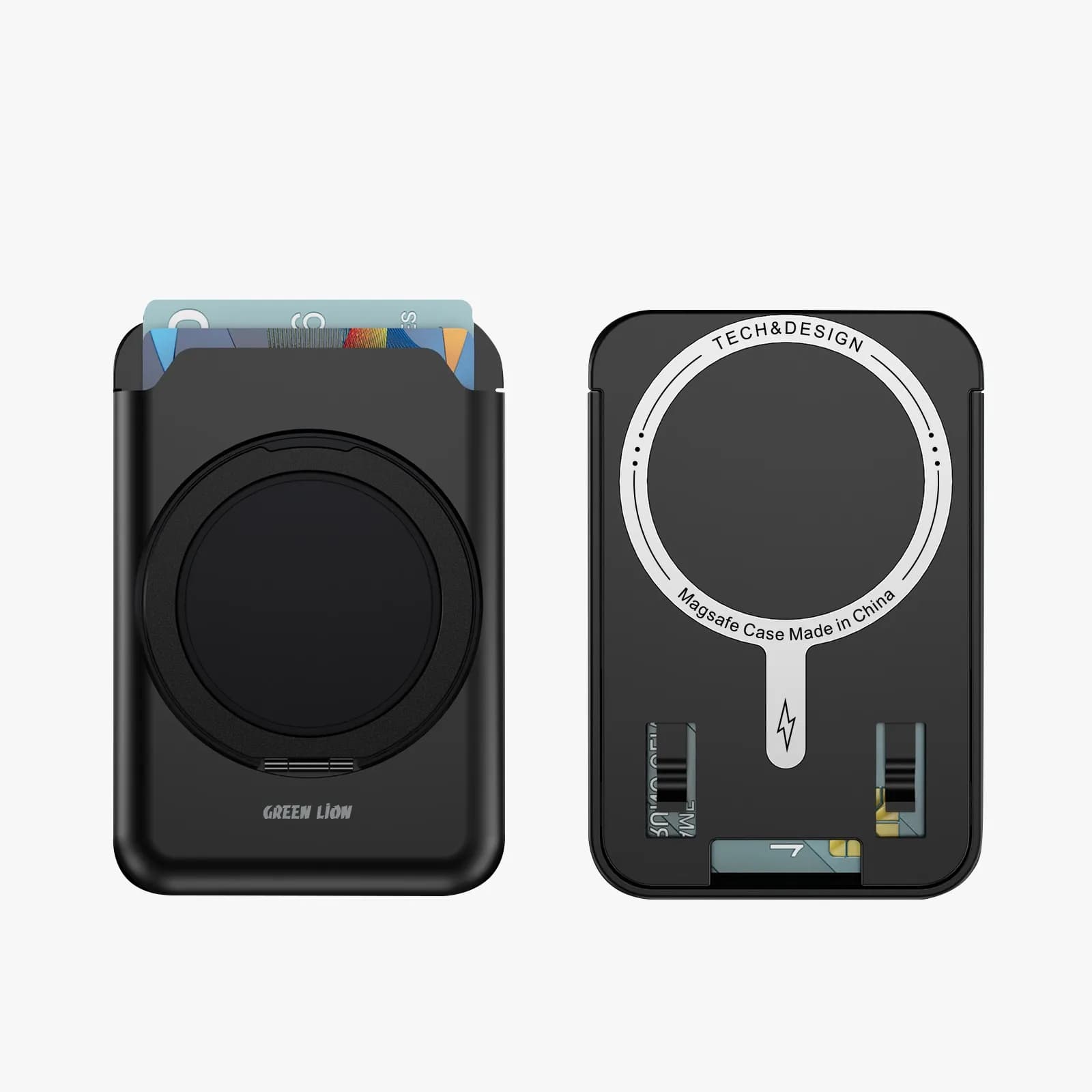 کیف پول مگ‌سیف مشکی iPhone مدل W4 با نگهدارنده کارت گرین لاین — تصویر ۲