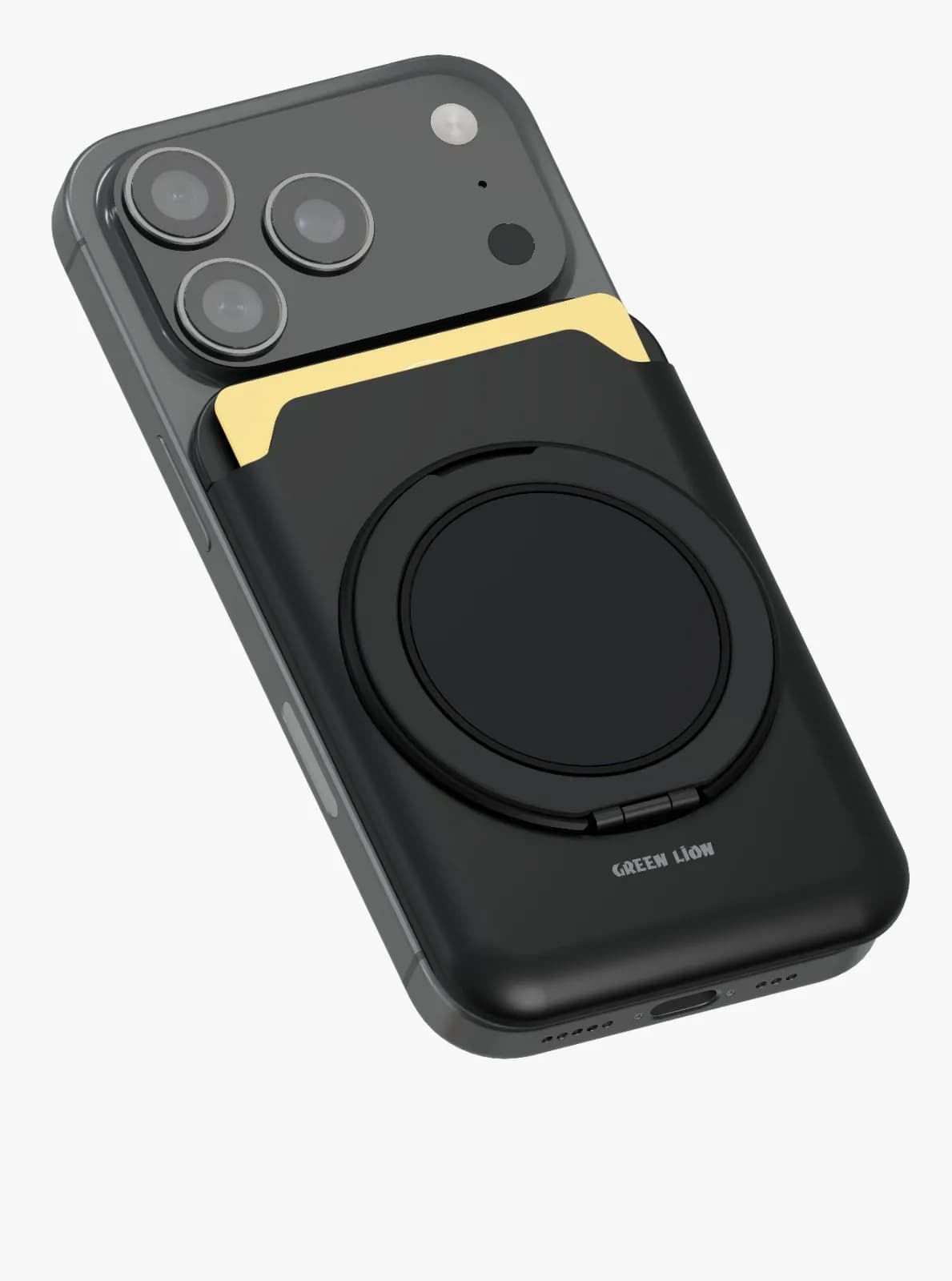 کیف پول مگ‌سیف مشکی iPhone مدل W4 با نگهدارنده کارت گرین لاین