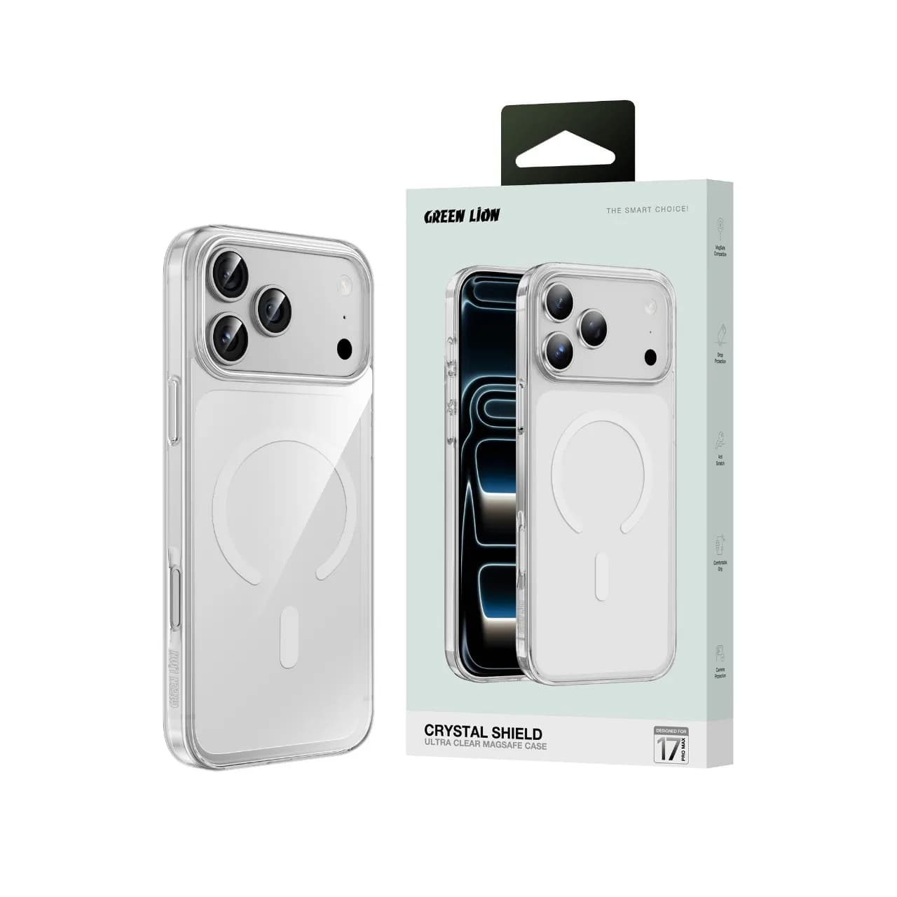 کاور شفاف iPhone 17 Pro Max مدل Crystal Shield Ultra Clear MagSafe گرین لاین — تصویر ۳