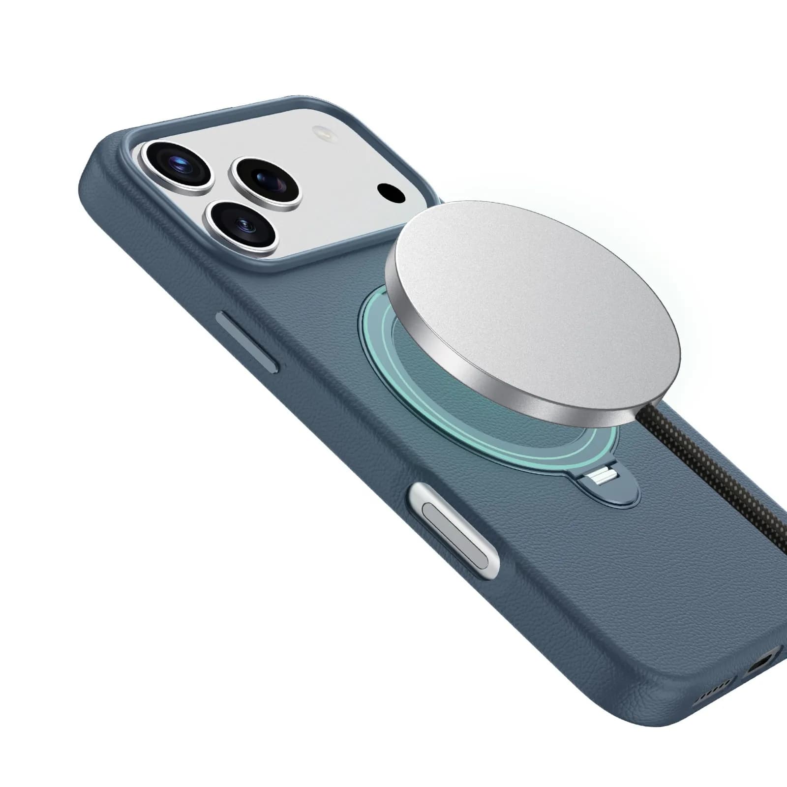 کاور چرمی آیفون 17 پرومکس مدل MagSafe Minster گرین لاین — تصویر ۲