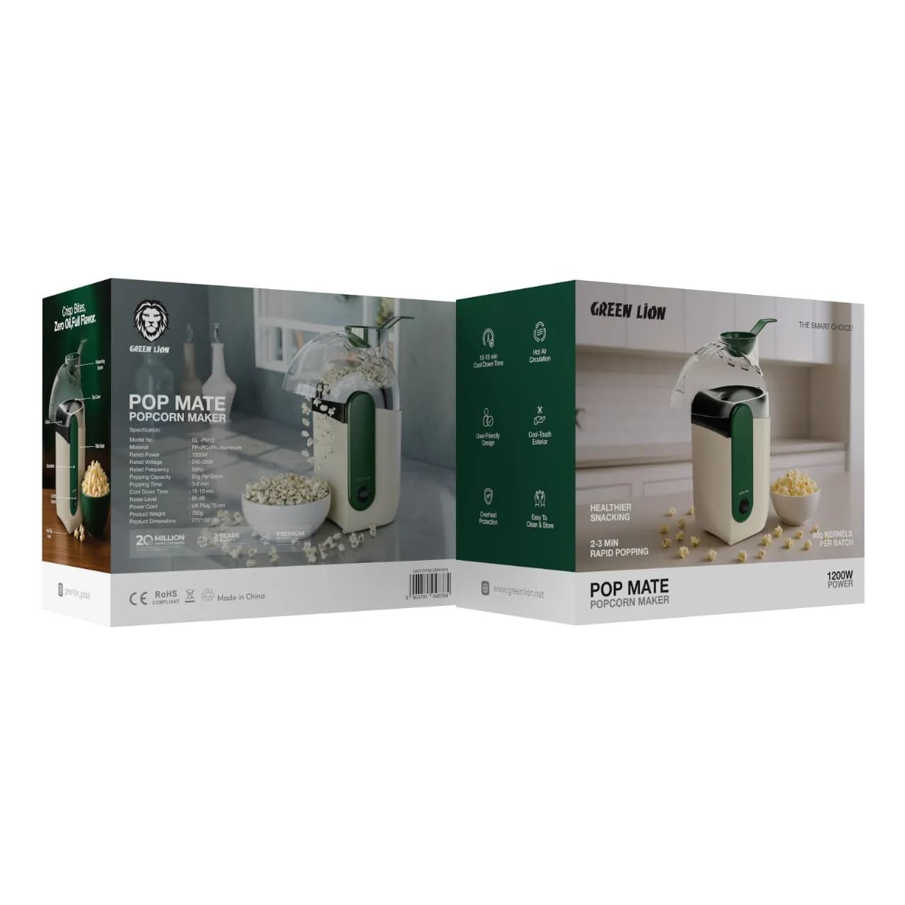 پاپ‌کرن‌ساز خانگی 1200 وات مدل Pop Mate گرین لاین — تصویر ۲