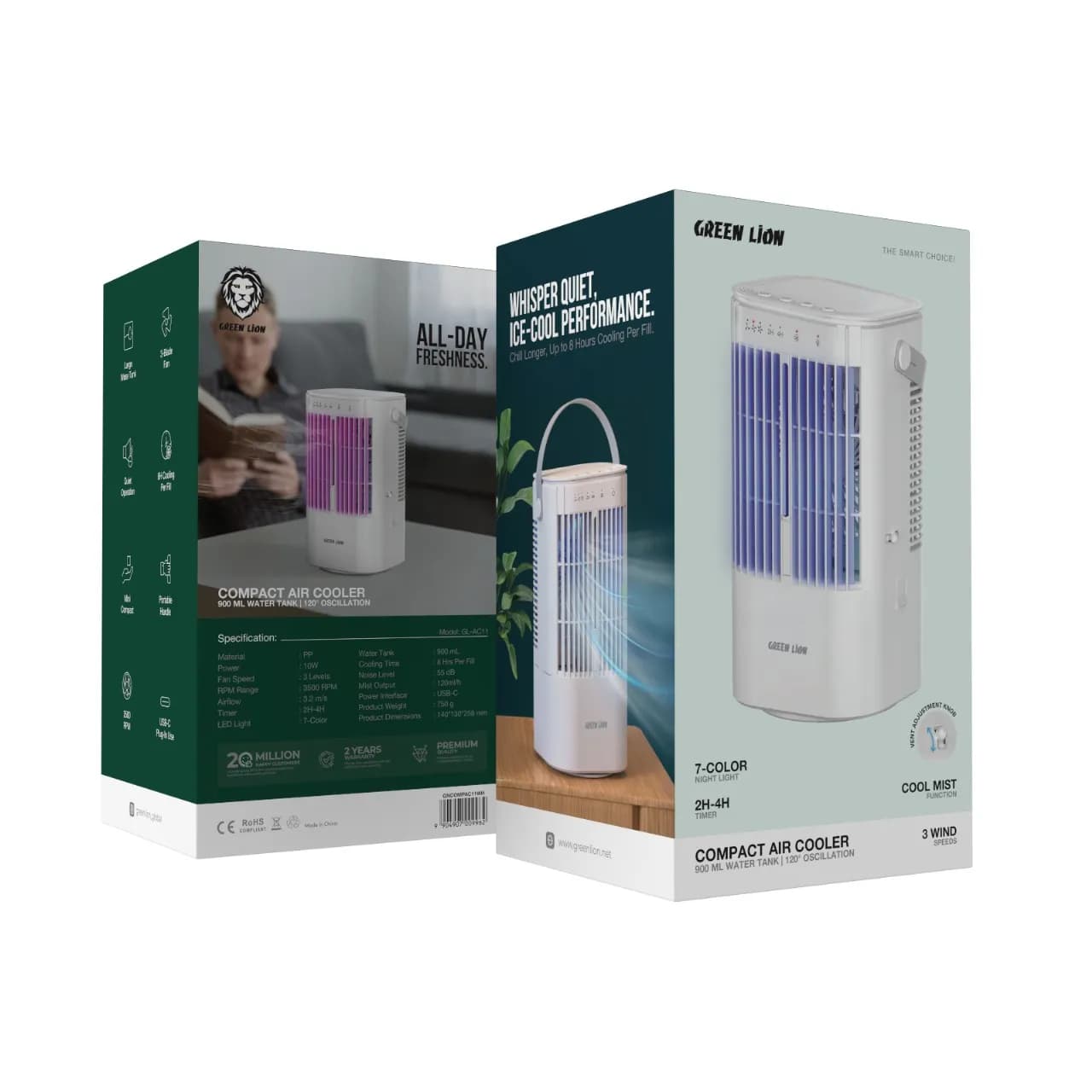 کولر آبی رومیزی کامپکت مخزن‌دار مدل Compact Air Cooler Fan گرین لاین — تصویر ۴