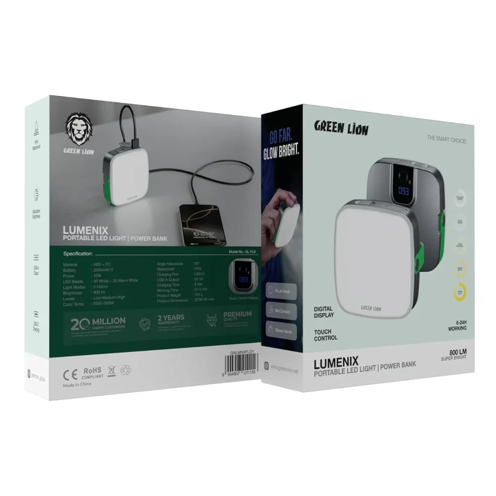 چراغ قوه و پاوربانک گرین لاین مدل Lumenix Portable LED Light (ضدآب) — تصویر ۵