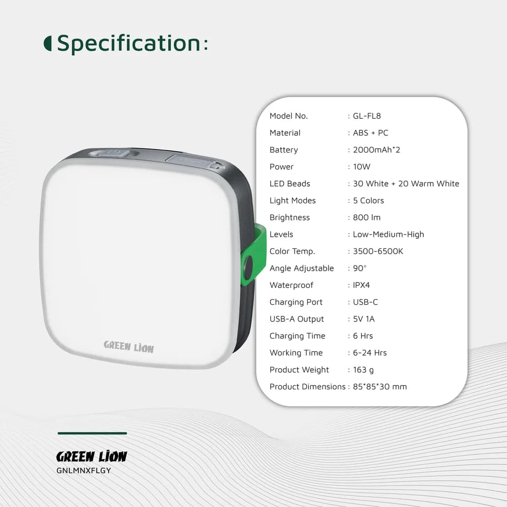 چراغ قوه و پاوربانک گرین لاین مدل Lumenix Portable LED Light (ضدآب) — تصویر ۴