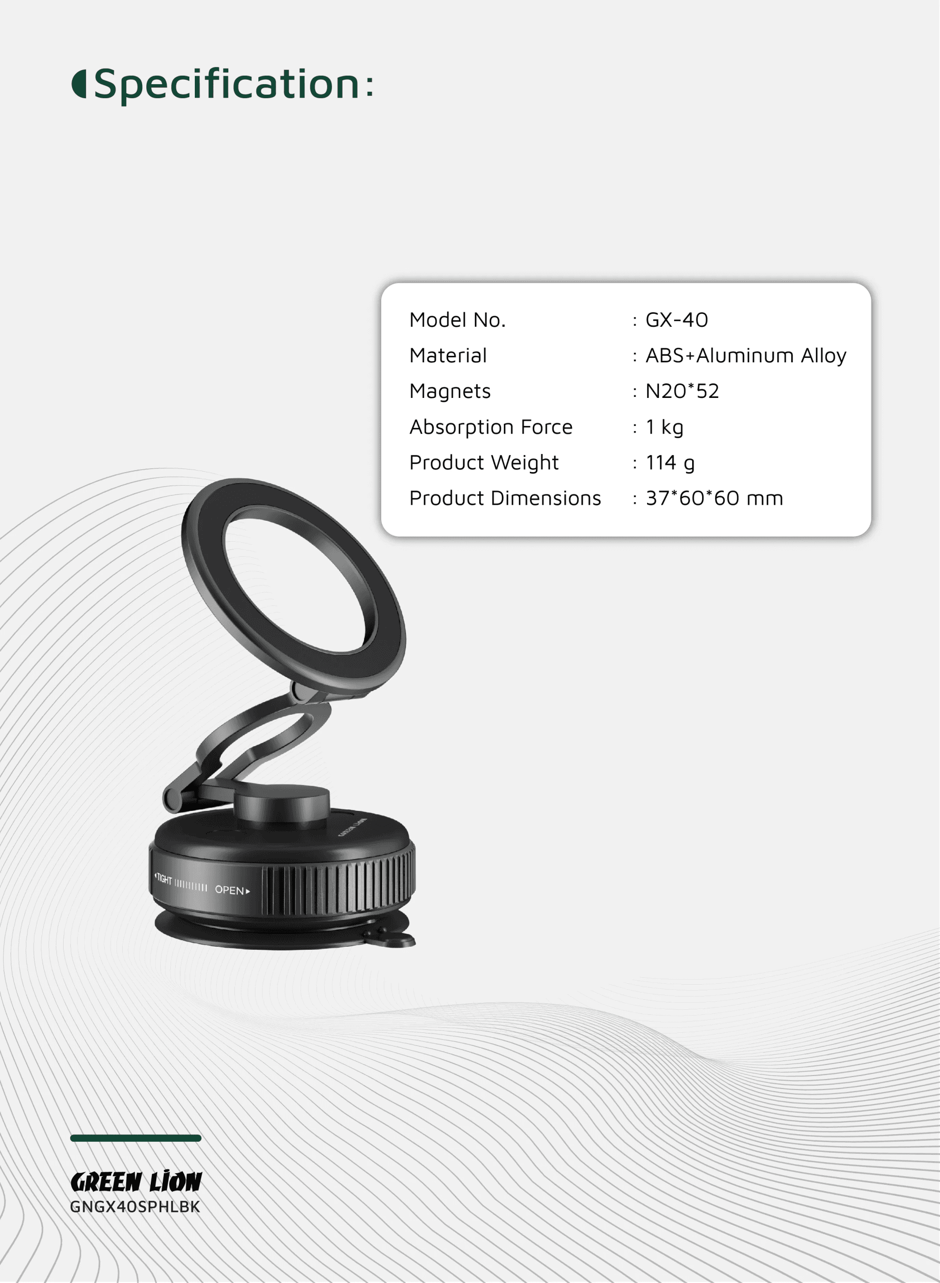 پایه نگهدارنده مکشی مگ‌سیف گرین لاین مدل GX-40 — تصویر ۷
