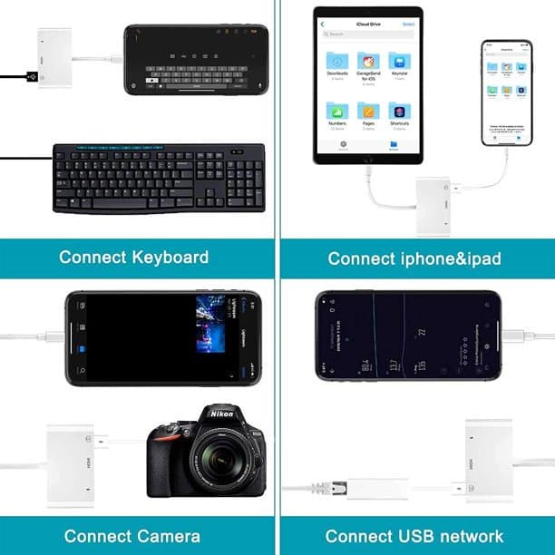 مبدل لایتنینگ 3 در 1 Charging Splitter/USB Camera Adapter/ — تصویر ۴