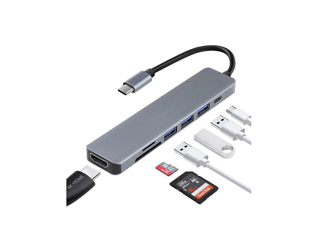 هاب 7 در 1 USB 3.0/USB 2.0/HDMI/ SD/MicroSD/TF /USB C