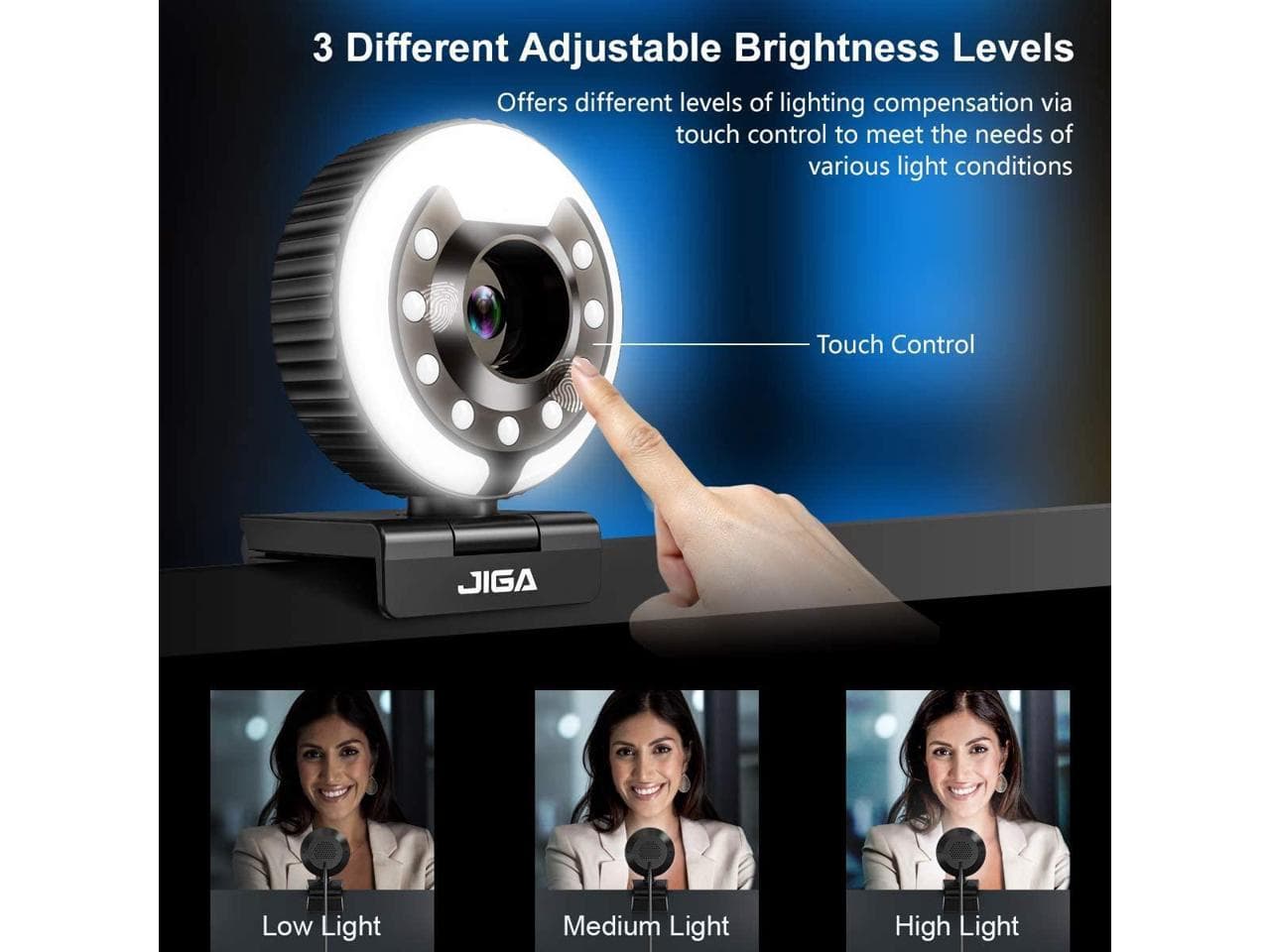 وب کم جیگا مدل Streaming with 3 Adjustable Ring Light — تصویر ۲