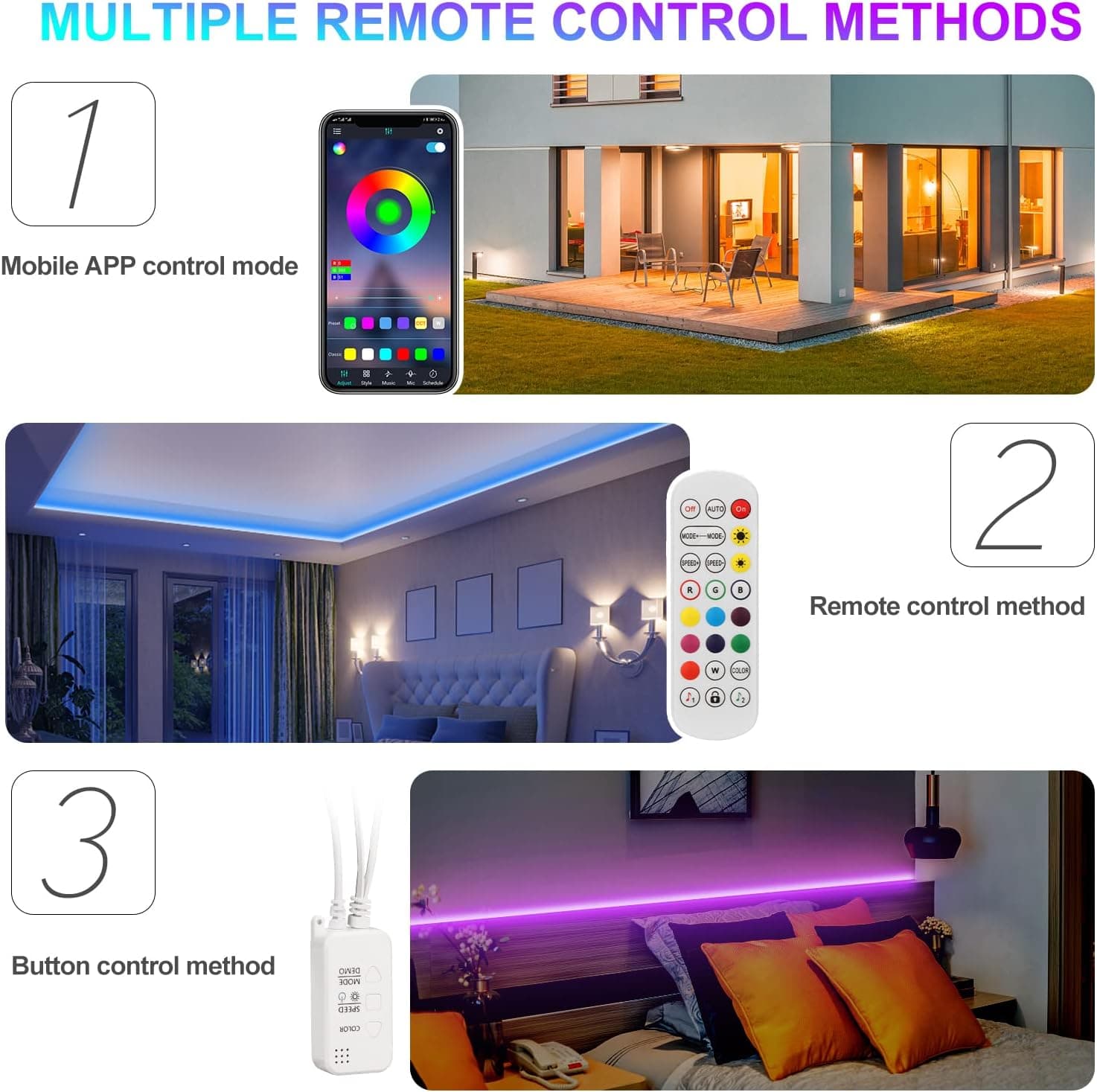 ریسه ال ای دی بلوتوث 10 متری APP Control برند Enteenly — تصویر ۳