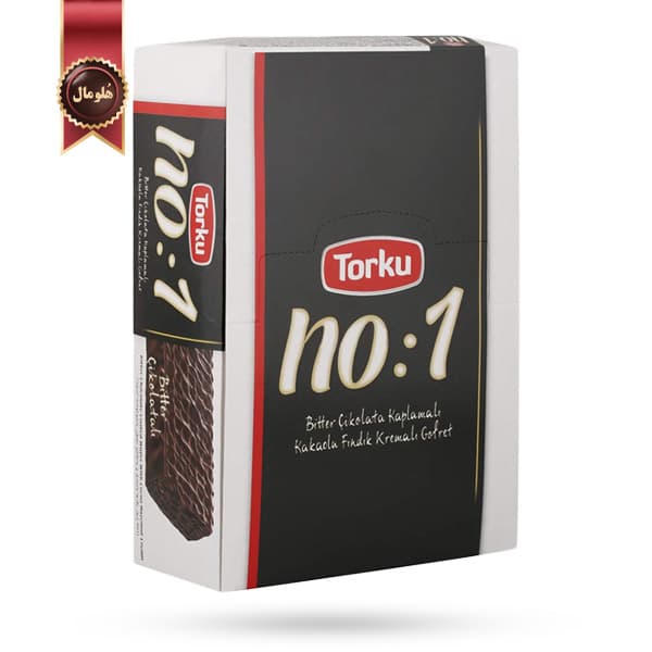 ویفر تورکو Torku مدل شکلات تلخ نو وان No:1 Bitter Chocolate بسته 24 عددی (اورجینال)