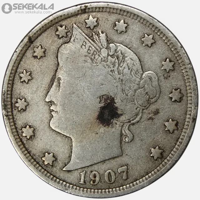 سکه 5 سنت قدیمی آمریکا 1907 (Liberty- آزادی)