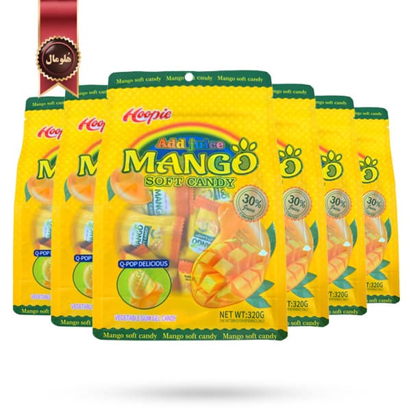 6 بسته تافی سافت کندی Soft Candy مدل نرم با طعم انبه Mango وزن 320 گرم (اورجینال)