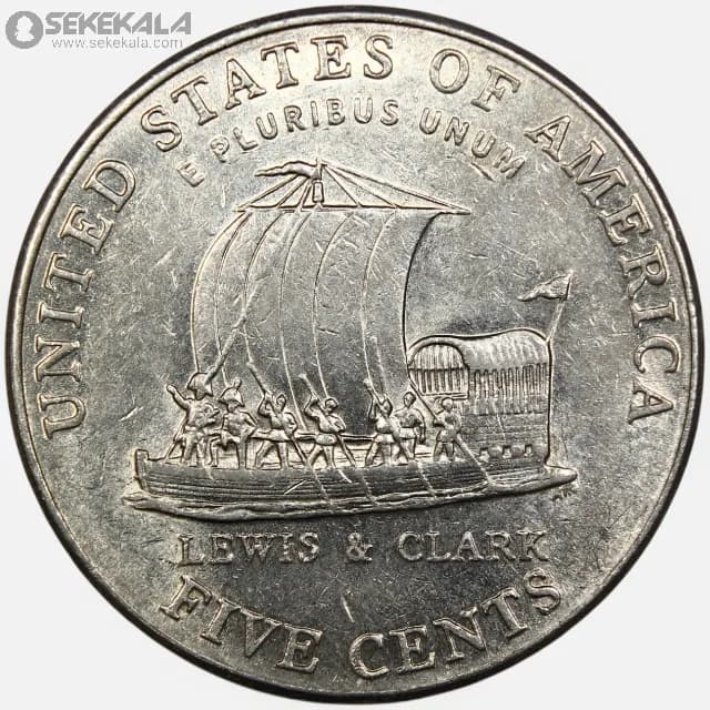سکه 5 سنت یادبودی آمریکا 2004 D (جفرسون)(سفر اکتشافی لوئیس و کلارک)
