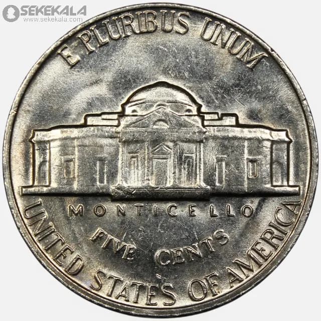 سکه 5 سنت آمریکا 1969 S (جفرسون)(UNC) — تصویر ۲