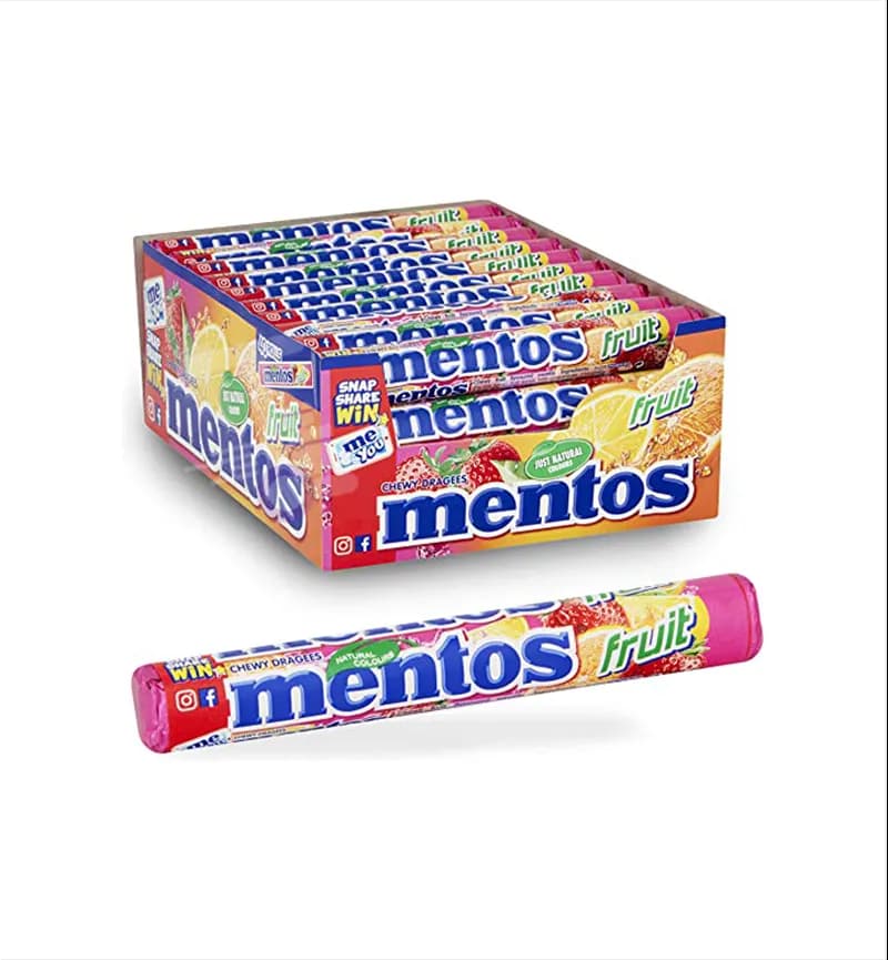 آبنبات لوله ای منتوس Mentos طعم میوه های مخلوط
