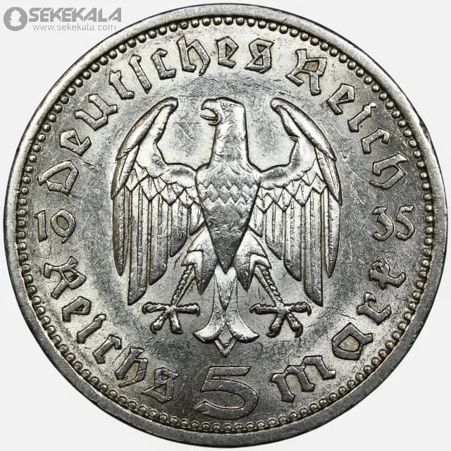 سکه ۵ رایش‌مارک نقره آلمان نازی 1935