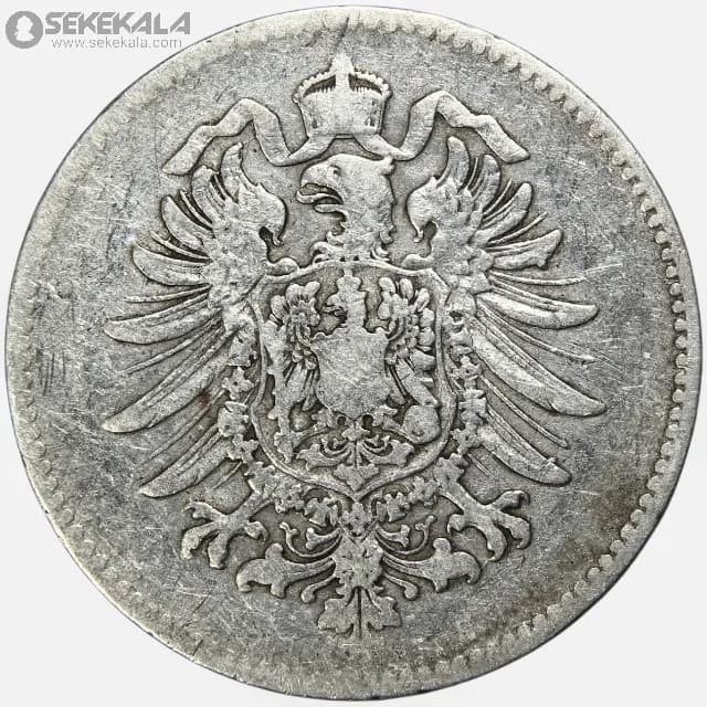 سکه 1 مارک نقره امپراتوری آلمان 1874 (ویلهلم اول) — تصویر ۲