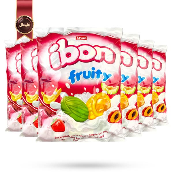 6 بسته آبنبات‌ میکس شیر و میوه الوان elvan مدل آیبون ibon وزن 700 گرم (اورجینال)