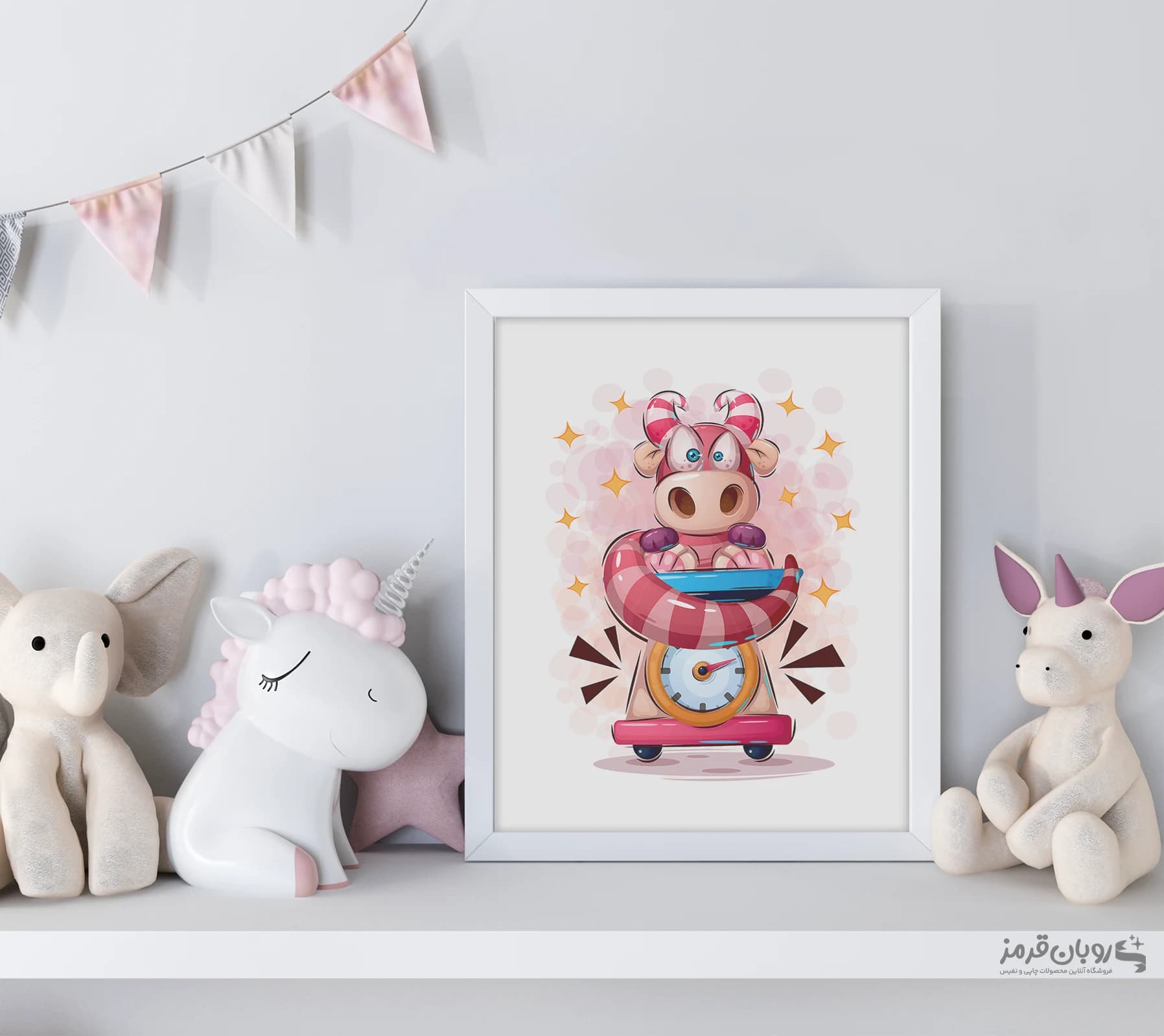 تابلو اتاق کودک teddy dino روی ترازو 143 — تصویر ۲