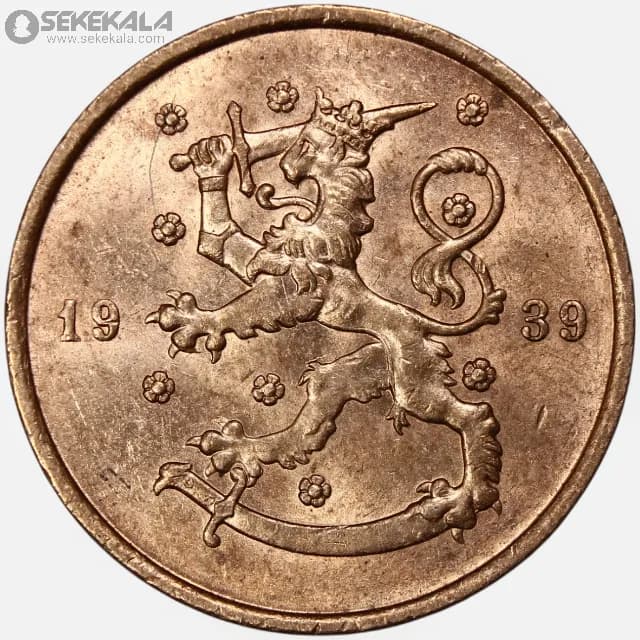 سکه 10 پنیا کمیاب فنلاند 1939 (+AU)