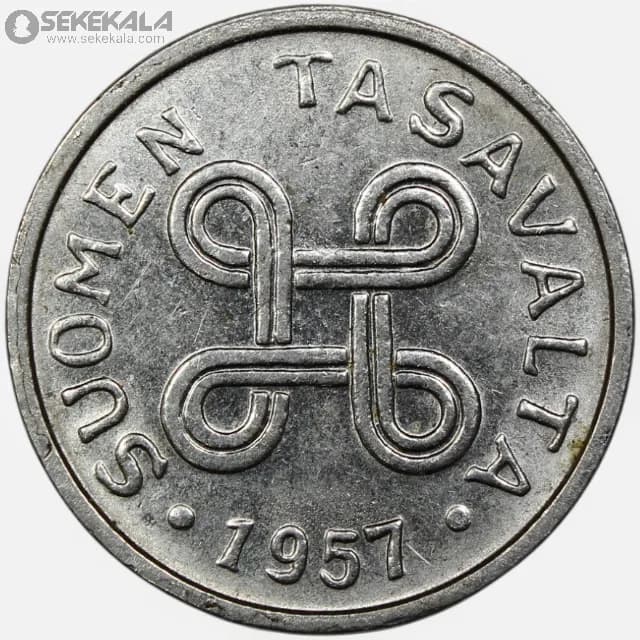 سکه 1 مارکا کمیاب فنلاند 1957 — تصویر ۲