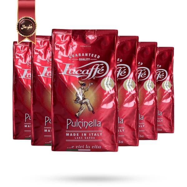 6 بسته دانه قهوه لوکافه Lucaffe مدل پولچینلا Pulcinella وزن 700 گرم (اورجینال)