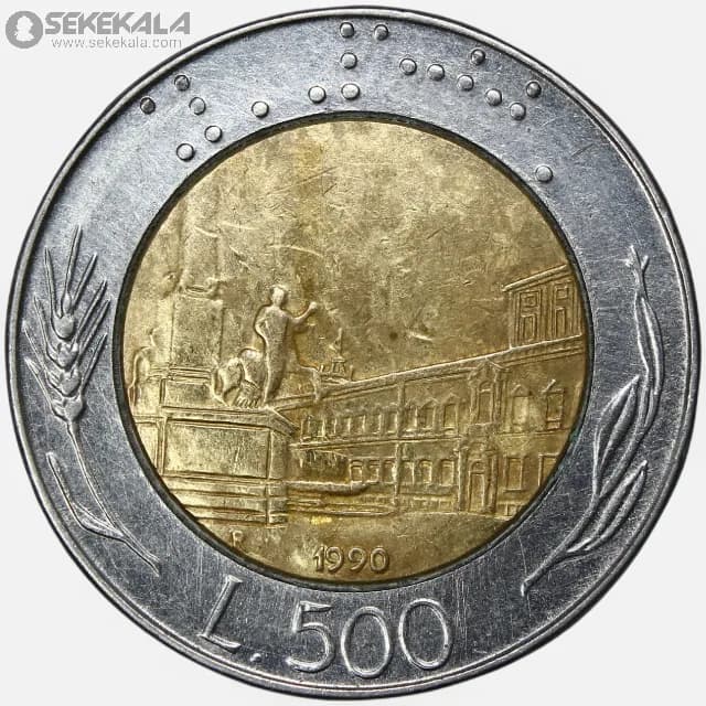 سکه 500 لیره دوفلزی ایتالیا 1990