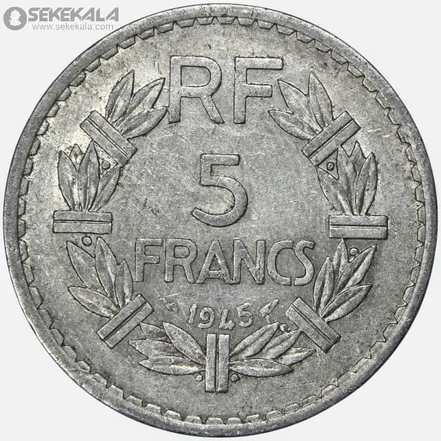 سکه 5 فرانک فرانسه 1945 (جمهوری چهارم) — تصویر ۲