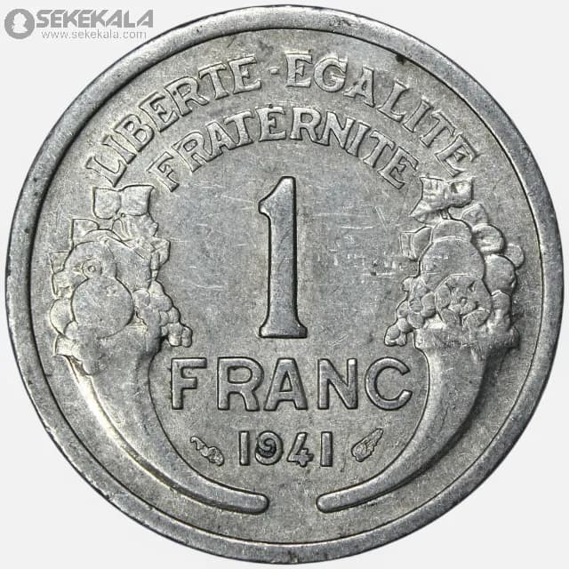 سکه 1 فرانک فرانسه 1941 (جمهوری سوم ـ دولت ویشی ) — تصویر ۲