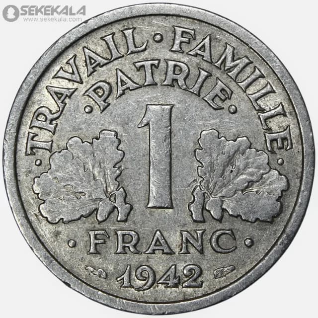 سکه 1 فرانک فرانسه 1942 (دولت ویشی) — تصویر ۲