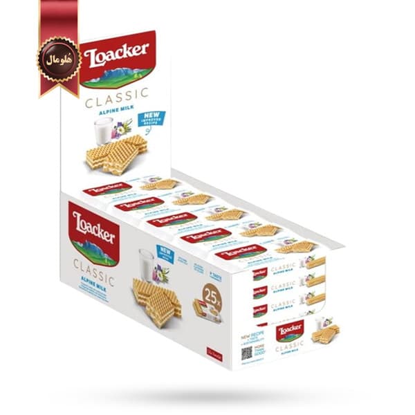 ویفر لوکر Loacker مدل کلاسیک شیری Classic Alpine Milk پک 25 عددی (اورجینال)