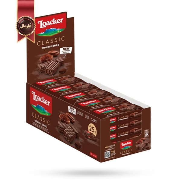 ویفر لوکر Loacker مدل کلاسیک دابل چاکلت Classic Double Choc پک 25 عددی (اورجینال)