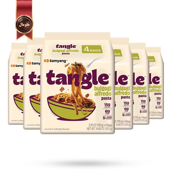 6 بسته نودل تانگل سامیانگ samyang Tangle مدل بولگوگی آلفردو Bulgogi Alfredo وزن 105 گرم پک 4 تایی (اورجینال)