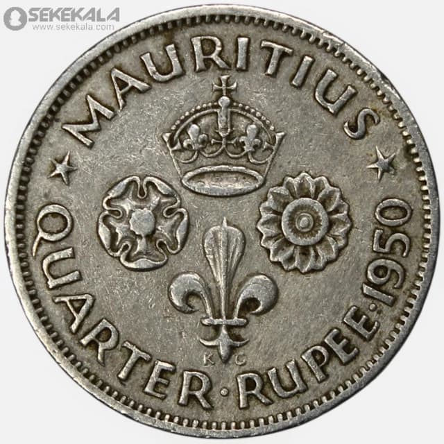 سکه ¼ روپیه کمیاب موریس مستعمره بریتانیا 1950 (جرج ششم)