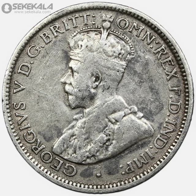 سکه 6 پنس نقره کمیاب استرالیا 1914 (جرج پنجم) — تصویر ۲