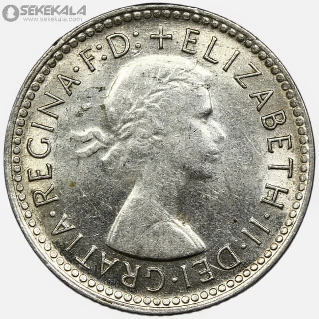 سکه 6 پنس نقره کمیاب استرالیا 1961 (ملکه الیزابت)(UNC) — تصویر ۲