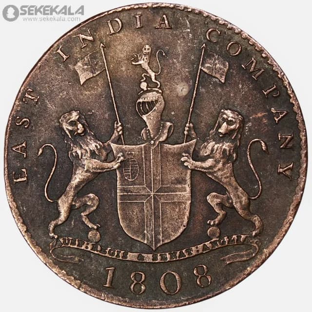 سکه 10 کش هند مستعمره بریتانیا 1808 (جرج سوم) (کمپانی هند شرقی )