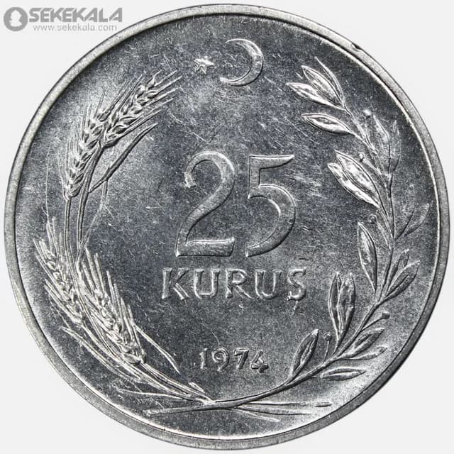 سکه 25 کروش ترکیه 1974 (AU) — تصویر ۲