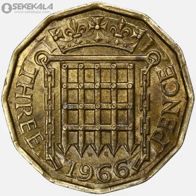 سکه 3 پنس انگلیس 1966 (ملکه الیزابت)