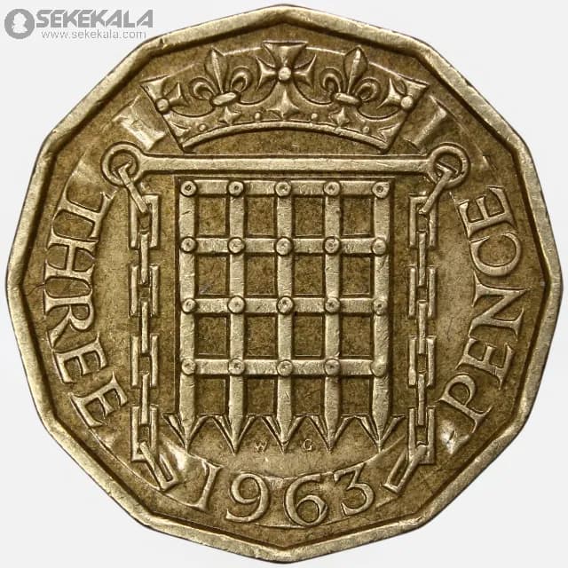 سکه 3 پنس انگلیس 1963 (ملکه الیزابت)