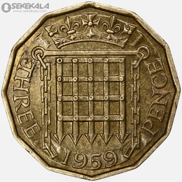 سکه 3 پنس انگلیس 1959 (ملکه الیزابت)
